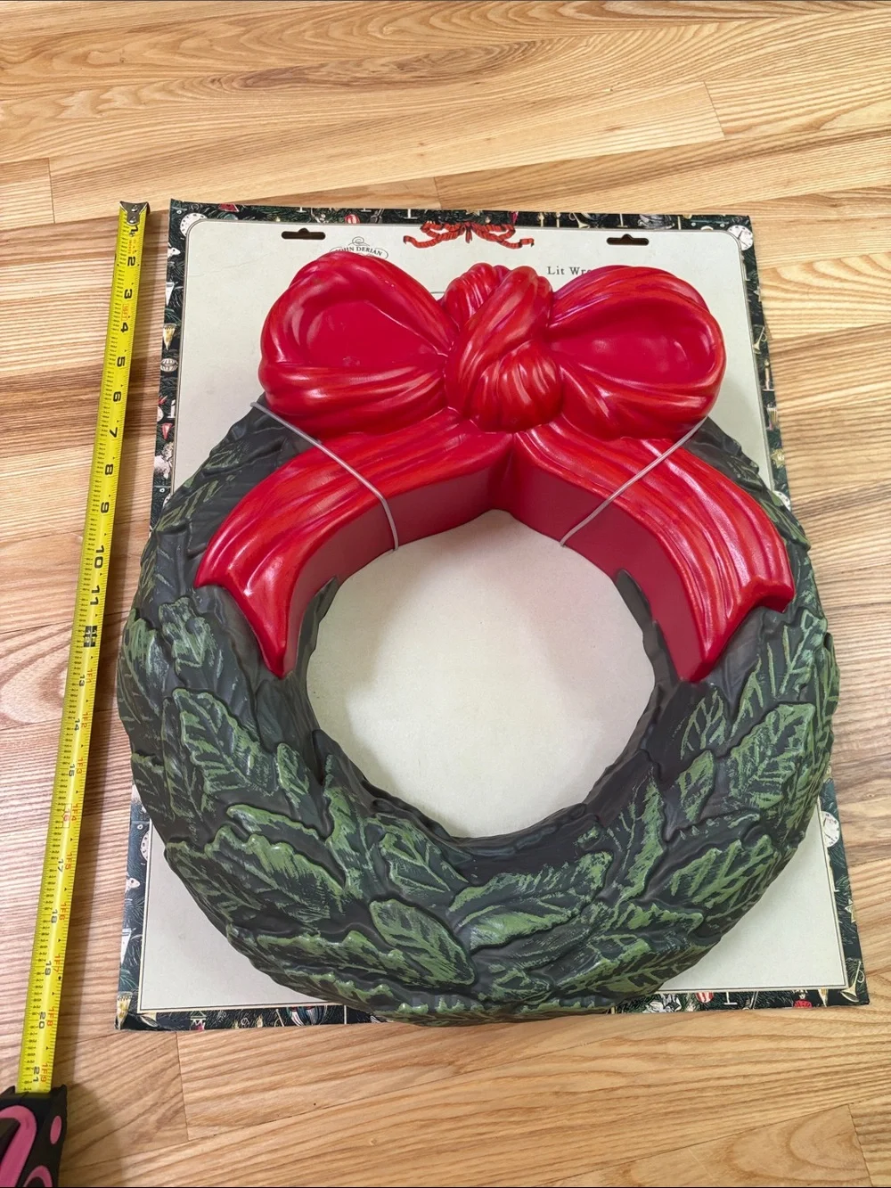 NWT John Derian Target Blow Mold Christmas Lit Wreath Red Bow Battery Operated - Picture 12 of 13